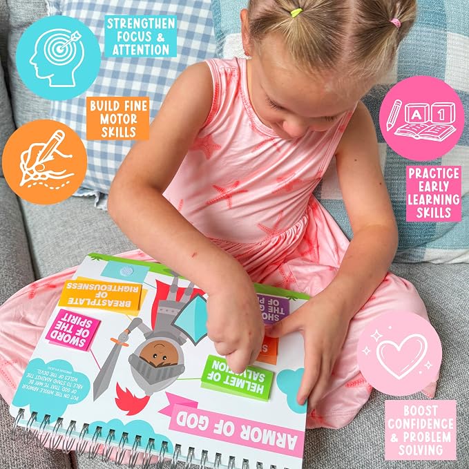 Hadley Designs My First Bible Busy Book Toddlers 3-5, Montessori Preschool Learning Activities Age 4-5, 152 Pcs Velcro Bible Activity Book, Church Quiet Activities for Kids, Noahs Ark Toys for Toddler