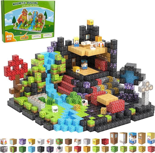 400PCS Magnetic Blocks, Magnetic Building Blocks, 0.78in Magnetic Building | STEM Game Stacking Toys for Kids, Birthday Gifts for Boys and Girls Age 3+ Years Old