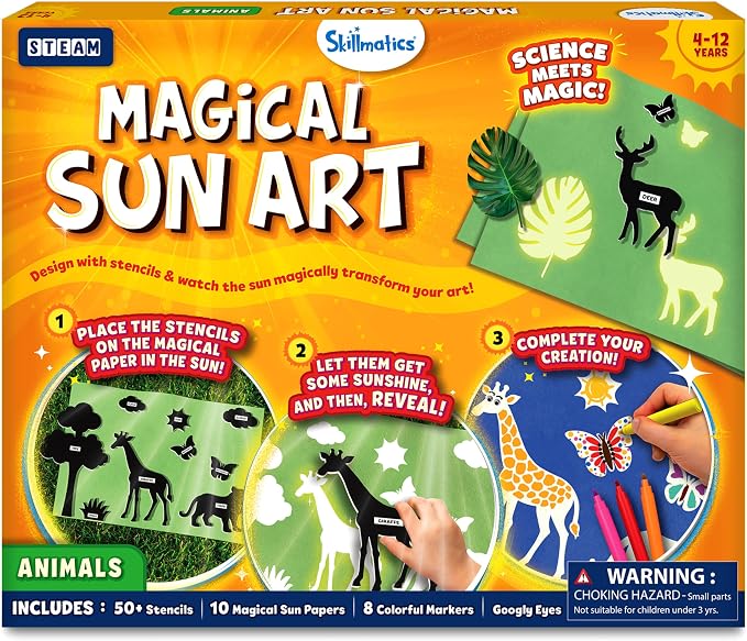 Skillmatics Poke-in Art Flower Bouquet & Magical Sun Art Animals Bundle, Mess-Free Fun, Creative Activity, Travel Friendly, Gifts for Girls & Boys Ages 4, 5, 6, 7, 8, 9, 10, 11, 12