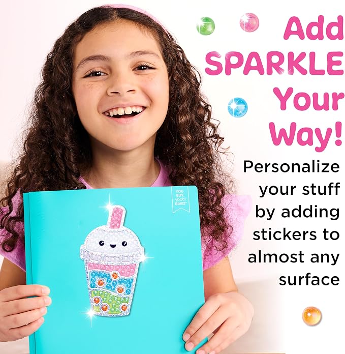 Creativity for Kids Bubble Gem Super Sticker: Bubble Tea | Summer Crafts for a Group | Bubble Tea Crafts and Diamond Painting Kits for Kids (Ages 6+)