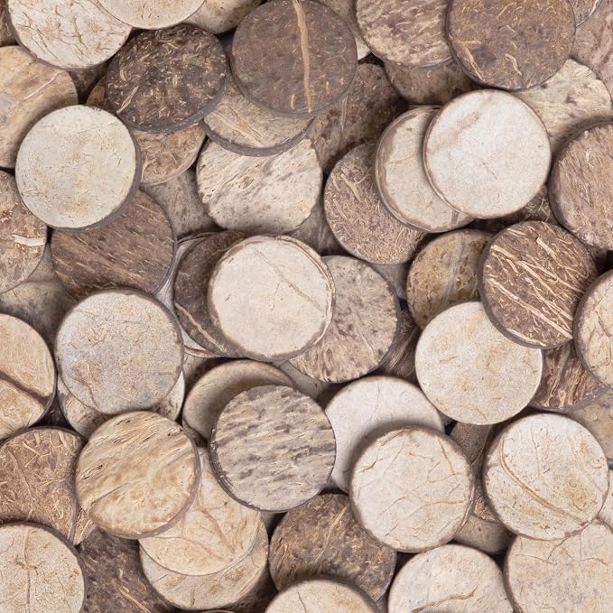Craftplay Natural Coconut Shell Circles | Approx 95 Pieces | Eco-Friendly | Loose Parts Counters for Early Childhood Math and Sensory Play