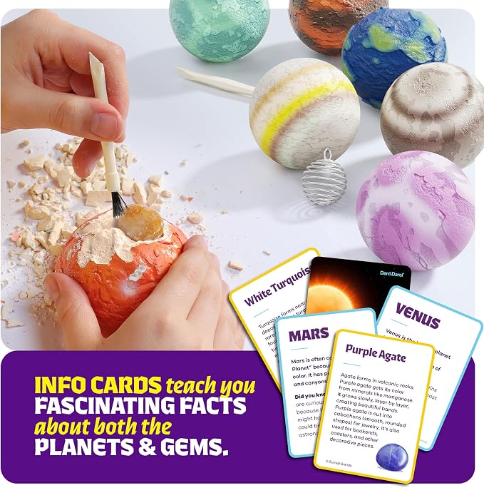 Galaxy Gem Dig Kit for Kids - Gemstones Digging Science Kits for Kids | Gifts for 6 7 8 9 10 11 Year Old Boys & Girls - Planet Space Toys for Ages 8-10 STEM for Boy & Girl Age 6-7, 6-8, 8-10
