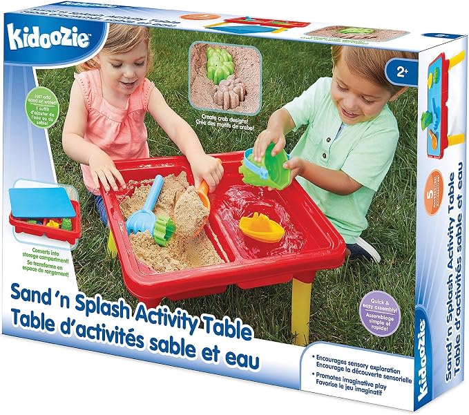 Kidoozie - Sand 'n Splash Activity Table | Scoop, pour and build at stand-up height - dual sensory bins with a cover for backyard mornings or playroom days, Ages 2+