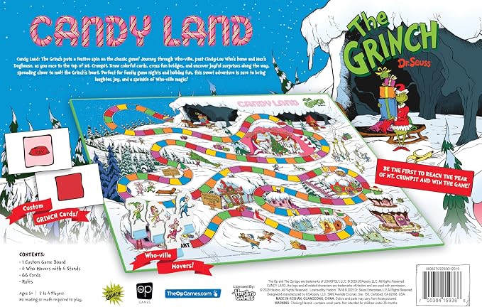 Candy Land: The Grinch Board Game, Play as Who-Ville Characters and Race to Mt. Crumpit, Classic Preschool Game for Kids and Families, Ages 5+, 2-4 Players, Officially Licensed Dr. Seuss Merchandise
