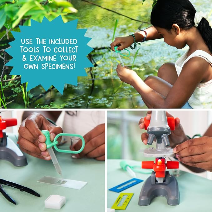Wow in The World Kids’ Microscope & Biology Kit, Up to 720x Magnification, LED Illumination, Prepared & Blank Slides, Companion Audio Content, Beginner Science Gift for Ages 6+ by Thames & Kosmos