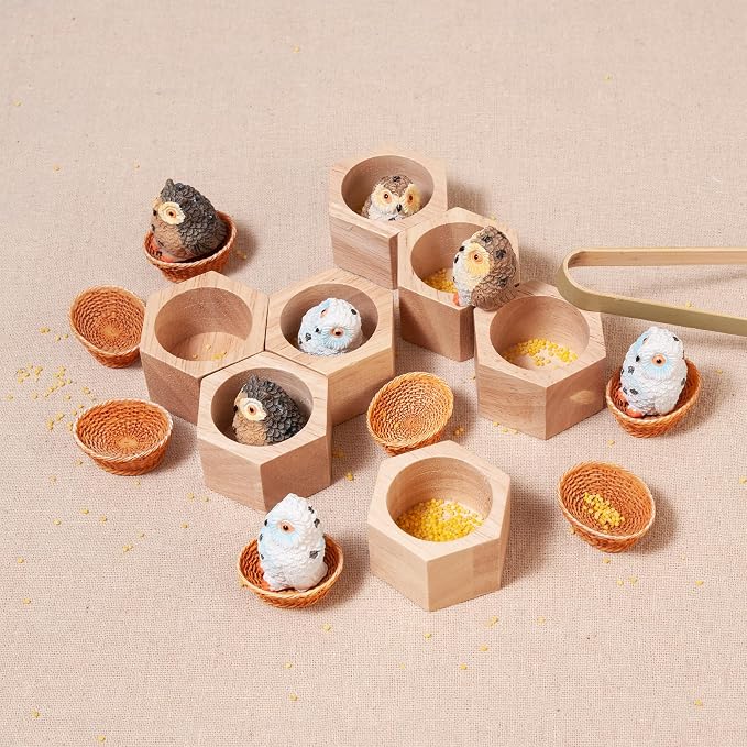 Sorting Stacking Wooden Toys for Toddlers Owl Montessori Toys | Toddler Sensory Bin Tool Toy, Wood Owl House Fine Motor Skill Toy Early Learning Preschool Educational Gift for Kids