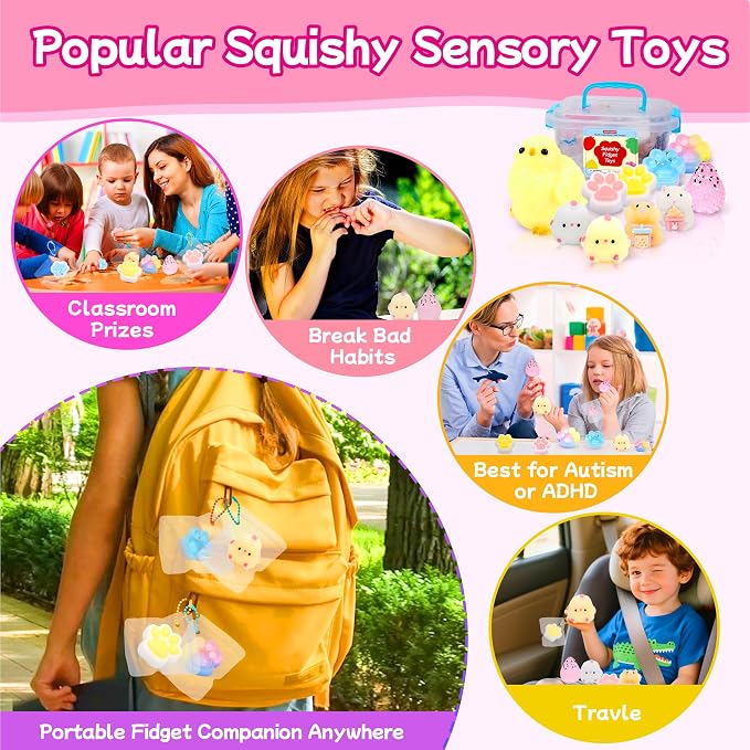 10 Pack Taba Squishy Toys kit with Toy Box-Squeeze Toys Squishy Fun Box | Kawaii Squishies Stress Relief Toys Party Favors for Kids , Squishy Fidget Toys for Kids , Birthday Gifts Toys for Girls 8-10