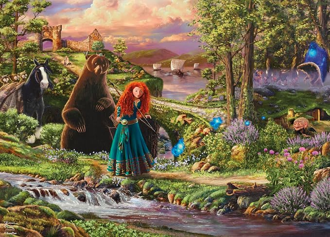 Ceaco - Thomas Kinkade Disney - Brave - 1000 Piece Jigsaw Puzzle for Adults | Thomas Kinkade Disney Art, Made in USA, Recycled Board, Finished Size 26.6 x 19 in, Includes Poster, Frameable Art, Giftable