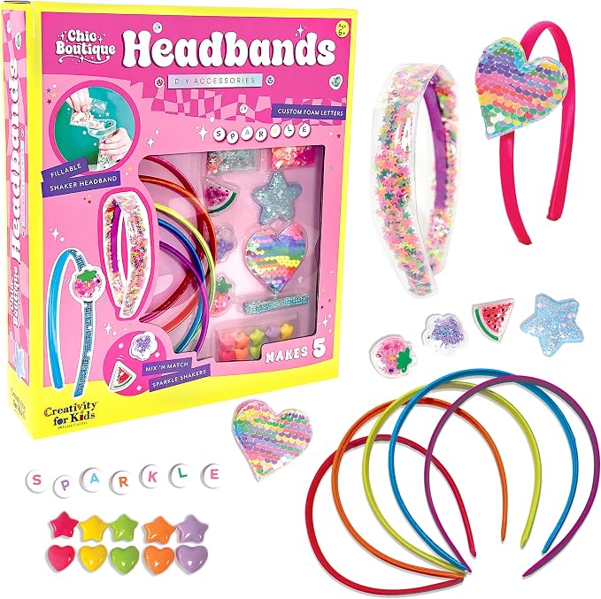 Creativity for Kids Chic Boutique: DIY Headbands Craft Kit - Create 5 Unique Designs for Girls | Summer Activities for Kids (Ages 6+)