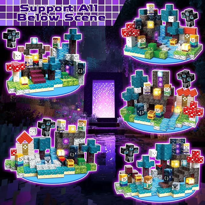 200 PCS Magnetic Blocks - Light Up Magnetic Building Blocks for Kids, Magnet Cubes Stacking for Boys Girls, STEM Montessori Sensory Toys Ages 3 4 5 6 7 8 9 10 11 12 13 Birthday Gifts