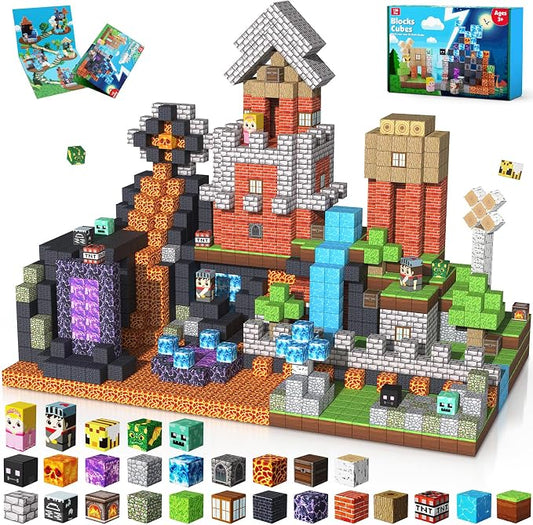 150PCS Magnetic Blocks - Magnet Building Blocks, Stacking Magents Cubes Toys Forest Dark Castle Set, STEM Montessori Sensory Toys for Kids Boys and Girls Ages 3 4 5 6 7 8 9 10+ Birthday Gifts