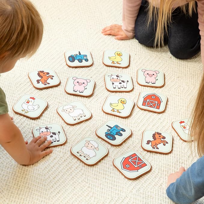 Felt Farm Matching Game for Toddlers – Farm Animal Memory Game & Flash Cards – Soft and Safe for Ages 1+ – Montessori Preschool Learning Activity – Educational Farm Toy for Boys & Girls