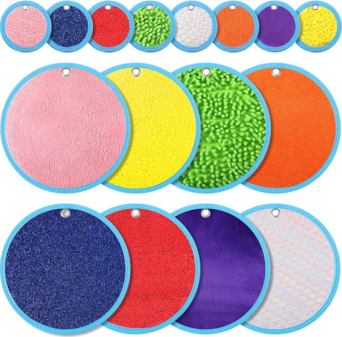 16 Sets Textured Sensory Tiles Mini Mats Educational Tactile Sensory Toys Assorted Texture Floor Tiles Textured Mat for Autism Learning Play Fidget Activity Game