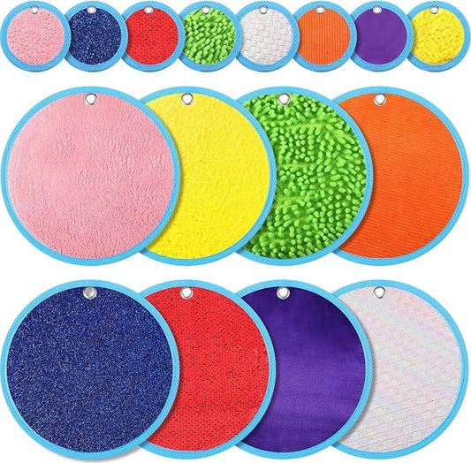 16 Sets Textured Sensory Tiles Mini Mats Educational Tactile Sensory Toys Assorted Texture Floor Tiles Textured Mat for Autism Learning Play Fidget Activity Game