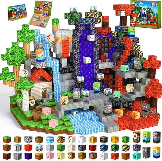 400 PCS Magnetic Blocks - Building Block for Kids, Stacking Magnet Cubes for Boys Girls, STEM Educational Montessori Magnetic Constructions Toys, Sensory Play Game Birthday Gifts Ages 3-12