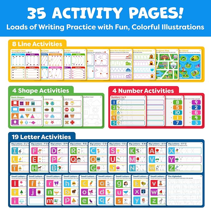 Tracing Books for Kids Ages 3-5 - Letter Tracing Activity Books for Kids Ages 3-5 - Preschool & Kindergarten Workbooks - Writing Practice & Learning Educational Toys for 3 Year Old