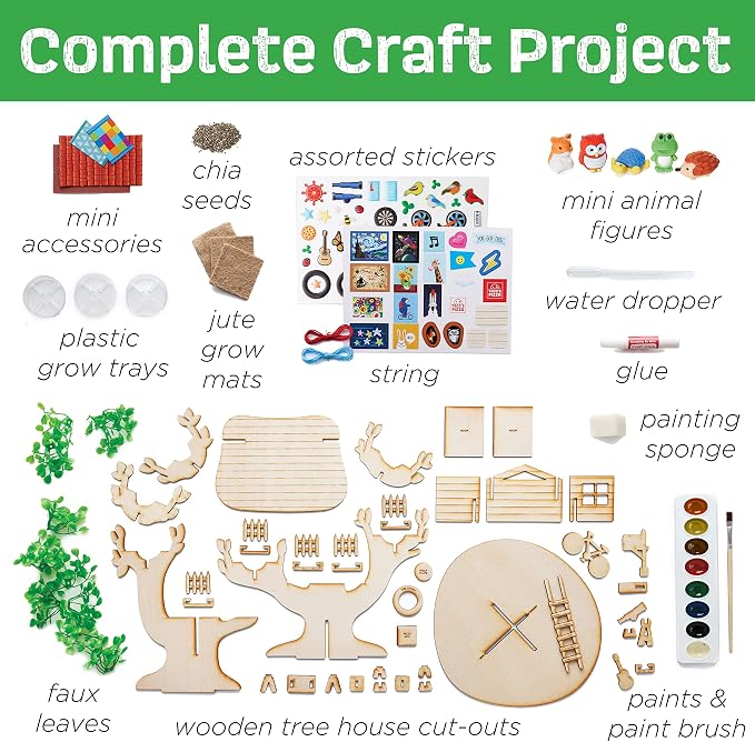 Creativity for Kids Build and Grow Tree House Craft Kit - Treehouse Playset Toy for Boys and Girls, Classic Toys for Kids (Ages 6+)
