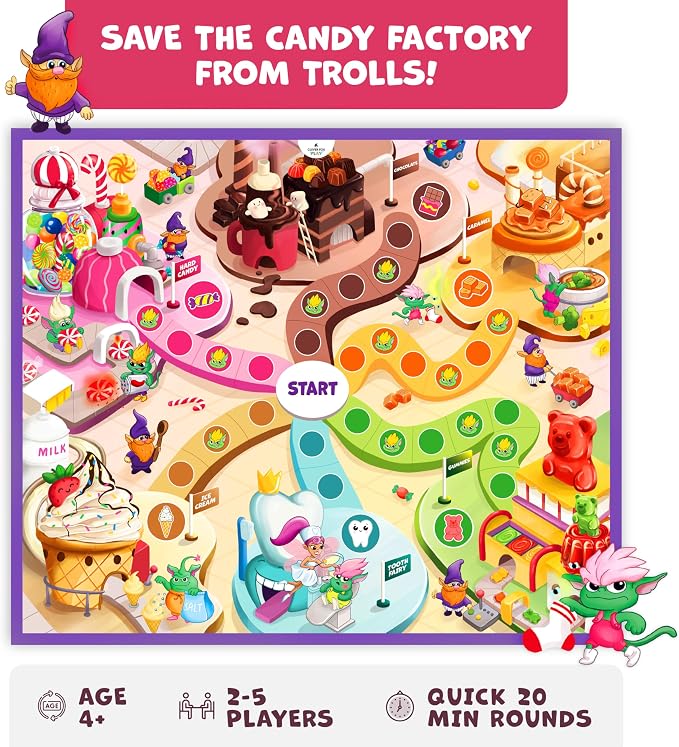 Candy Factory Board Game for Kids 4-6 Year Old & Family, No Reading Needed | Fun beginner-friendly adventure in the land of candy, candy-themed educational toy for family game night & classroom