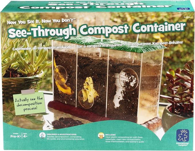 Educational Insights See-Through Compost Container - STEM Kits for Kids, Homeschool or Classroom Earth Science Kit, Practice Observation & Learn about Nature, Science Experiments for Kids Ages 4+