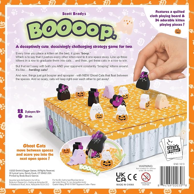 BOOoop by Smirk & Dagger: Adorable 2 Player Strategy Board Game | with 34 Cat and Kitten Pieces, Halloween edition with NEW Ghost cats, A for Couples, Family, Adults and Kids Ages 10 and Up