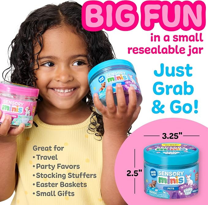 Creativity for Kids Sensory Minis Pets Kit | Cloud Clay Sensory Toy for Kids | Mess-Free, Screen Free Summer Supplies | Travel Activity for Kids (Ages 3+)