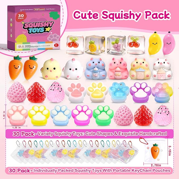 30Pack Taba Squishy Toys Kit-Squishies Fidget Squeeze Toys-Squishy Fun Box