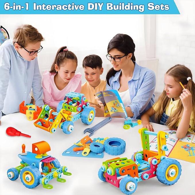 MOONTOY STEM Toys for 3 4 5 6 7 8+ Year Old Boy Birthday Gift, Building Toys for Kid Age 4-8 5-7 6-8 8-12, Preschool Educational Stem Kit Creative Activities for Boys Girls Christmas Idea Gift 118pcs