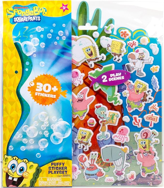 Horizon Group USA Puffy Sticker Playset for Kids, Spongebob