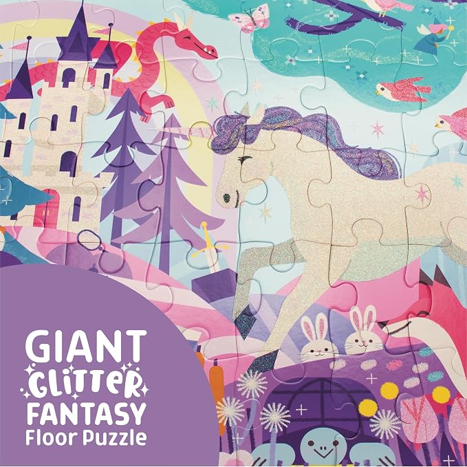 Chuckle & Roar - 50 Large Piece Fantasy Jigsaw Puzzle for Kids Ages 4-8 | Glitter Accents, Large Pieces, 3ft x 2ft giant format, Educational, Giftable