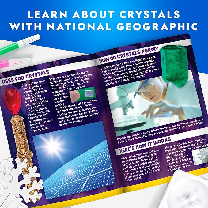 National Geographic Craft Kits for Kids - Crystal Growing Kit, Grow 6 Crystal Trees in Just 6 Hours, Educational Craft Kit with Art Supplies, Geode Specimen, STEM Arts & Crafts Kit (Amazon Exclusive) | Fast 6-Hour Growing Time, Art Supplies, Real Geode...