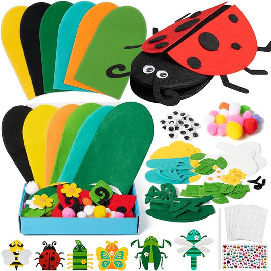 WATINC Hand Puppet Making Kit, Felt Sock Puppet Toys for Kids (Insect) | 6 Styles, Make Your Own Storytelling & Role Play Crafts, Creative Group Activity, Party Favors & Gifts for Kids Ages 4-8