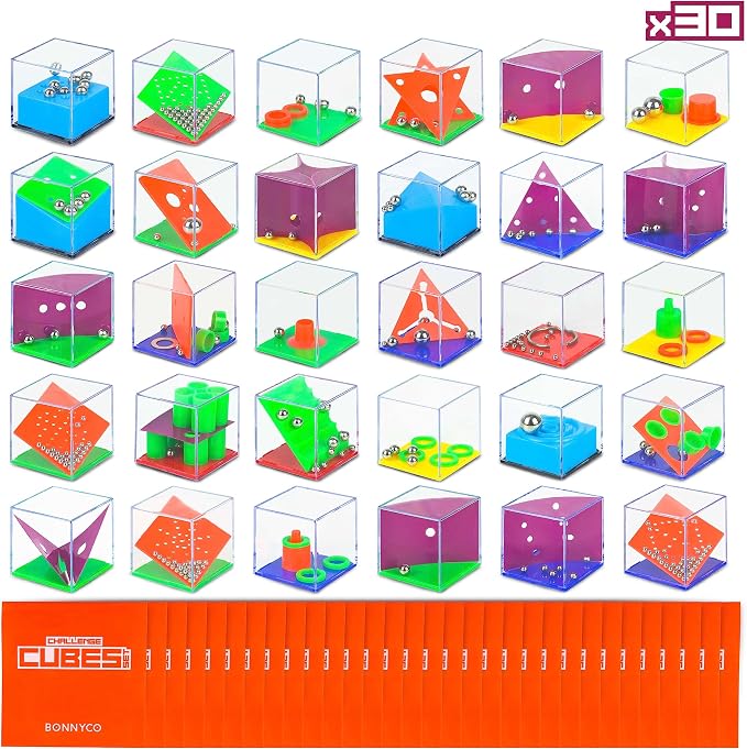 BONNYCO Brain Teaser Puzzles Cubes Kids Party Favors Pack 30. Pinata Goodie Bags Stuffers for Kids 3-5 4-8, Return Gifts for Birthday Party. Mini Puzzle Games, Classroom Prizes, Rewards Stocking | Mini Wit Games to Gift. Details Children's Birthday, Pi...