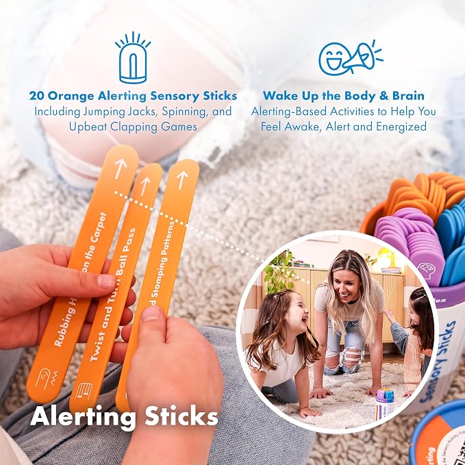 Sensory Sticks – 60 Sensory Activities, Brain Break Kit | Help Kids Relax and Refocus, Easy-to-Use, Science Backed, Occupational Therapist Approved