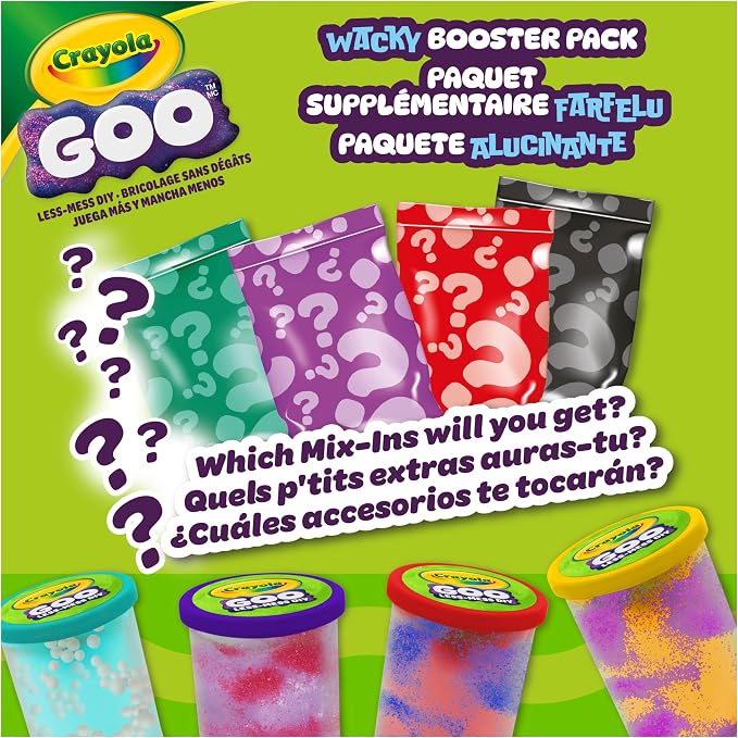 Crayola Mystery Goo Making Kit, Slimy DIY Craft for Kids, Sensory Fidget Putty, Less Mess Activity, Includes Mix Pouches & Mix Ins, Gift for Kids, 6+