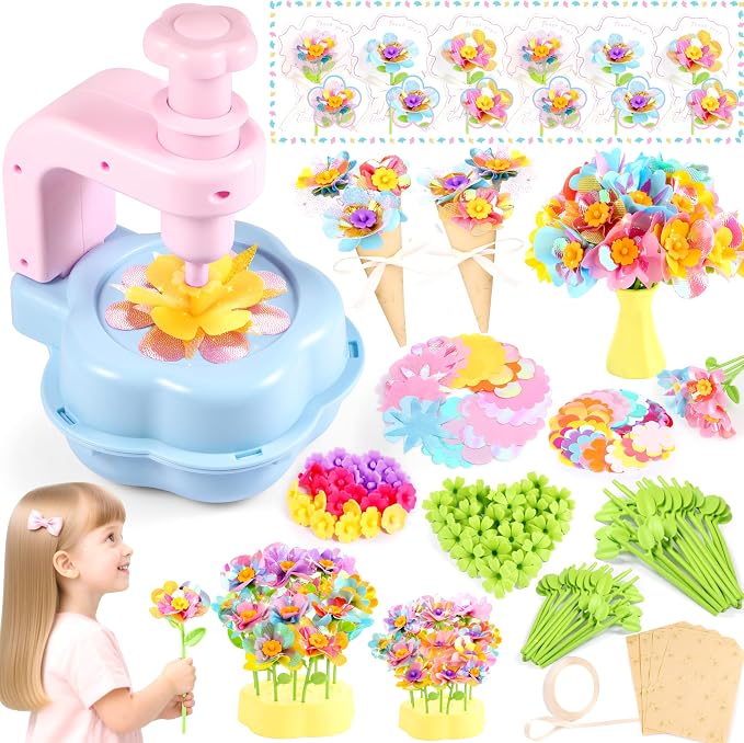 Kids Crafts, Arts and Crafts for Kids 4-6, Craft Kits, Frozen Toys, Fabric Flower Bouquets Toys, 6 Year Old Girl Birthday Gift, 8 Year Old Girl Birthday Gift, Christmas Gifts Halloween Crafts