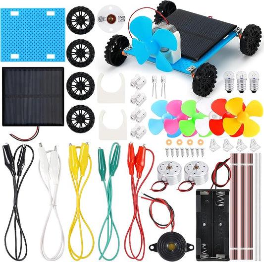 Sntieecr Electric Circuit Motor Kit with Solar Panel, Solar Motor Kit | for Kids Science Experiment Educational Montessori Learning Kits, DIY STEM Science Project for Boys and Girls