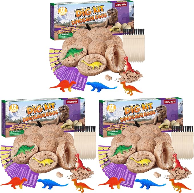 Dino Eggs Dig Kit, 36 Pack Dinosaur Eggs Excavation Science Experiments Kits for Kids 4-12, Dinosaur Toys for 3 4 5 6 7 8 9 10 Year Old Boys Girls