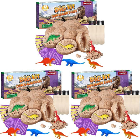Dino Eggs Dig Kit, 36 Pack Dinosaur Eggs Excavation Science Experiments Kits for Kids 4-12, Dinosaur Toys for 3 4 5 6 7 8 9 10 Year Old Boys Girls