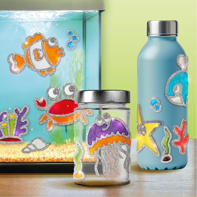 Imagimake DIY Jelly Stickers - Ocean, 10 Stickers, Low-Mess Art Kit | Paint, Peel & Stick Painting Activity, Ocean Crafts for Kids, Birthday Gift for Boys & Girls Ages 3,4,5,6,7 Years Old