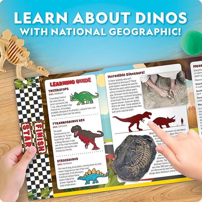 National Geographic Giant Dinosaur Egg Arts and Crafts Activity Kit | 15+ Dinosaur Crafts, Paint Cars, Clay Models, Dig Brick and Stickers, Creative Science Activities, Birthday Gift