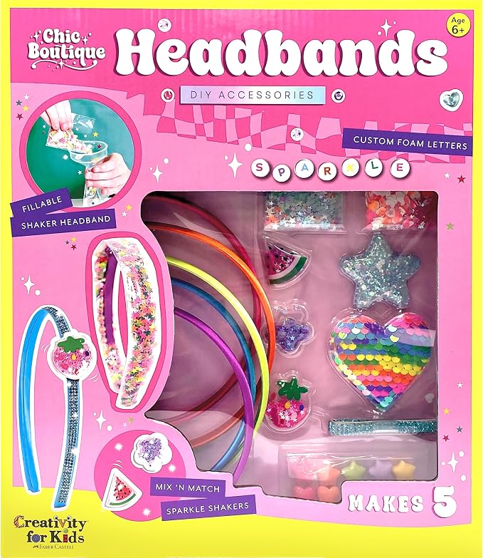 Creativity for Kids Chic Boutique: DIY Headbands Craft Kit - Create 5 Unique Designs for Girls | Summer Activities for Kids (Ages 6+)