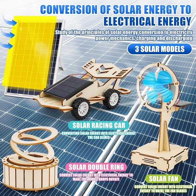 LUCKY GUESS 8 in 1 STEM Science Kit for Kids, Solar & Physics Experiments | Wooden STEM Kit for Kids, Building Kits, Solar Powered Car, No Batteries, No Tools, CPC & ASTM Certified, Ages 8-14, Gift Box