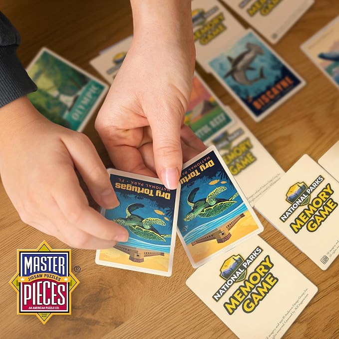 Masterpieces National Parks Memory Game - Fun Family Entertainment for Kids and Adults - Educational, Engaging, and Perfect for Game Night, Classroom Activities, and Interactive Play for All Ages