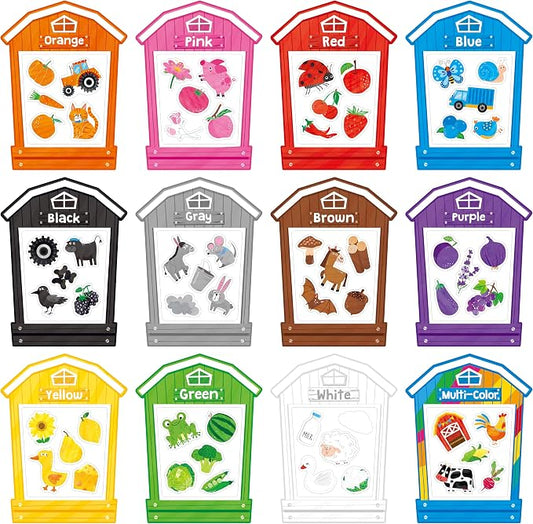 12 Pieces Magnetic Color Sorting Toys, 60 Color Magnets Educational Refrigerator Whiteboard for Baby Toddlers Kids Magnets