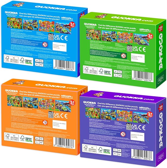 100 Piece Puzzles for Kids Ages 6-8 - 4 Jigsaw Kids Puzzles Ages 4-6 | Search and Find Animals and Construction Vehicles - Kids Puzzles Ages 5-8 - Educational Game Toy for Children Ages 8-10