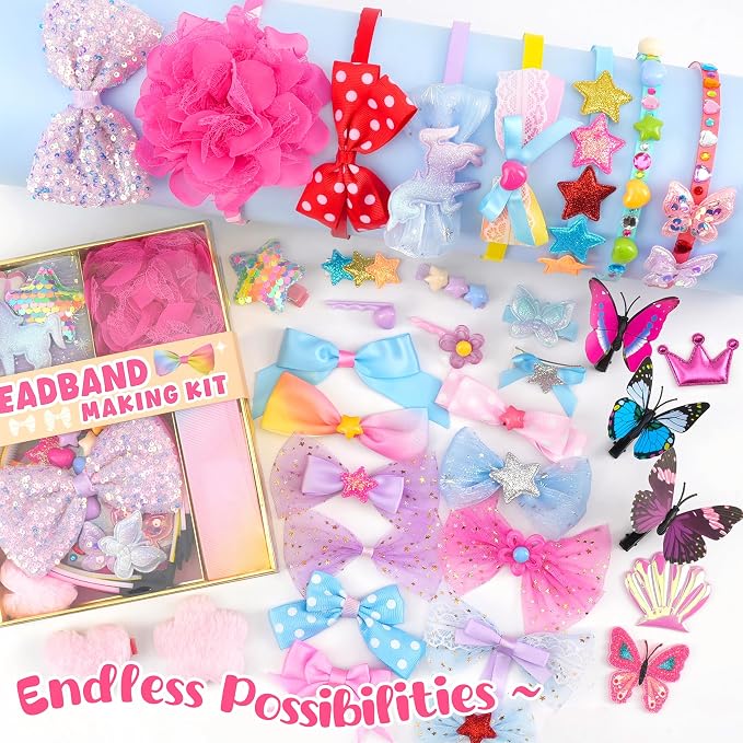yasest Headband Making Kit for Girls - 89pcs DIY Hair Accessories Arts & Crafts Set - 5 6 7 8 Year Old Girl Birthday Gift