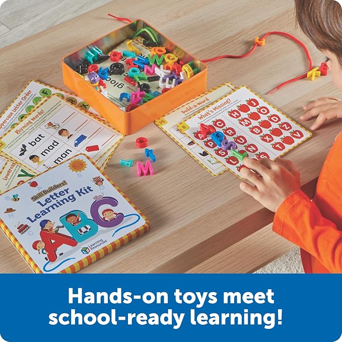 Learning Resources Skill Builders Letter Learning Kit | Alphabet Montessori Toys, Homeschool Supplies, Preschool Classroom Must Haves, Toddler Activities, Lacing Cards