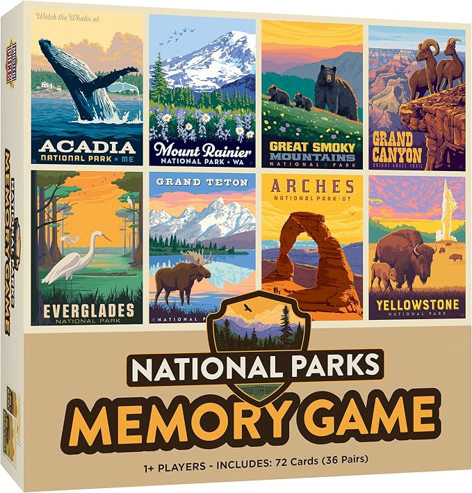 Masterpieces National Parks Memory Game - Fun Family Entertainment for Kids and Adults - Educational, Engaging, and Perfect for Game Night, Classroom Activities, and Interactive Play for All Ages