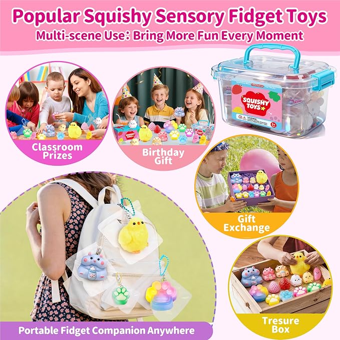 15Pack Taba Squishy Toys Kit -Squishy Fun Box-Squishy Fidget Squeeze Toys | Taba Squishy Party Favors for Kids 8-12-Cute Squishies Stress Relief Toys for Girls 6-8-10-12 Year Old Girls Birthday Gifts