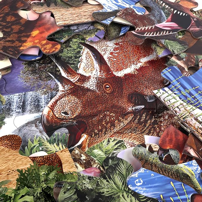 Jumbo Floor Puzzle for Kids,48 Piece Swamp Dinosaur Jigsaw Puzzle Ages 3-8 | Thick Cardboard Swamp Dinosaur Puzzle for Preschool Learning, Toddlers Ages 3-8, 35x24 in Completed,Gift for Boys and Girls